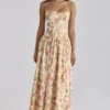 Rona Warm Rose Print Cotton Maxi Dress Rona Warm Rose Print Cotton Maxi Dress