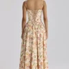 Rona Warm Rose Print Cotton Maxi Dress Rona Warm Rose Print Cotton Maxi Dress