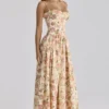 Rona Warm Rose Print Cotton Maxi Dress Rona Warm Rose Print Cotton Maxi Dress
