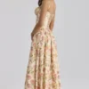 Rona Warm Rose Print Cotton Maxi Dress Rona Warm Rose Print Cotton Maxi Dress