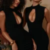 Rosa Black Crepe Keyhole Silhouette Mini Dress Rosa Black Crepe Keyhole Silhouette Mini Dress