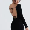 Rosa Black Crystal Embellished Maxi Dress Rosa Black Crystal Embellished Maxi Dress