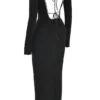 Rosa Black Crystal Embellished Maxi Dress Rosa Black Crystal Embellished Maxi Dress