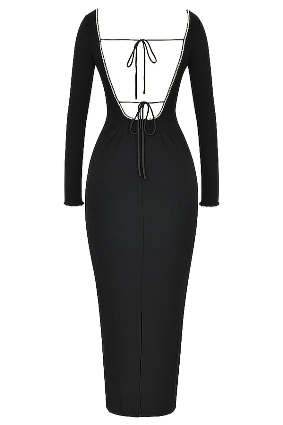 Rosa Black Crystal Embellished Maxi Dress Rosa Black Crystal Embellished Maxi Dress