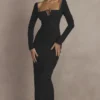 Rosa Black Crystal Embellished Maxi Dress Rosa Black Crystal Embellished Maxi Dress
