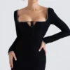 Rosa Black Crystal Embellished Maxi Dress Rosa Black Crystal Embellished Maxi Dress