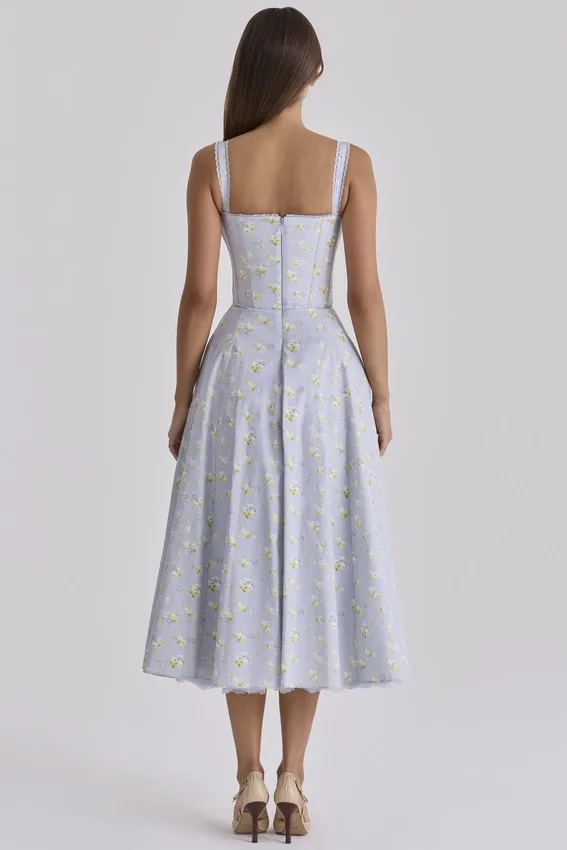 Rosalee Blue Wildflower Floral Print Midi Dress Rosalee Blue Wildflower Floral Print Midi Dress