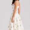 Rosalee Cream Floral Print Cotton Corset Midi Dress Rosalee Cream Floral Print Cotton Corset Midi Dress