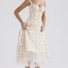 Rosalee Ivory Meadow Print Cotton Bustier Sundress