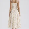 Rosalee Ivory Meadow Print Cotton Bustier Sundress