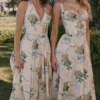 Allena Lemon Ribbon Stretch Cotton Halter Midi Sundress Allena Lemon Ribbon Stretch Cotton Halter Midi Sundress
