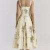 Rosalee Lemon Vintage Ribbon Print Cotton Midi Dress Rosalee Lemon Vintage Ribbon Print Cotton Midi Dress