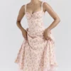 Rosalee Peach Poppy Print Cotton Bustier Sundress Rosalee Peach Poppy Print Cotton Bustier Sundress