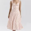 Rosalee Peach Poppy Print Cotton Bustier Sundress Rosalee Peach Poppy Print Cotton Bustier Sundress