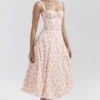 Rosalee Peach Poppy Print Cotton Bustier Sundress Rosalee Peach Poppy Print Cotton Bustier Sundress