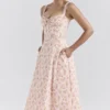 Rosalee Peach Poppy Print Cotton Bustier Sundress Rosalee Peach Poppy Print Cotton Bustier Sundress
