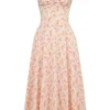 Rosalee Peach Poppy Print Cotton Bustier Sundress Rosalee Peach Poppy Print Cotton Bustier Sundress