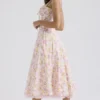 Rosalee Pink Meadow Print Cotton Bustier Sundress