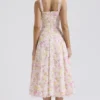Rosalee Pink Meadow Print Cotton Bustier Sundress