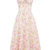 Rosalee Pink Meadow Print Cotton Bustier Sundress