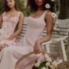Jaime Pink Cotton Lace Up Midi Sundress Jaime Pink Cotton Lace Up Midi Sundress