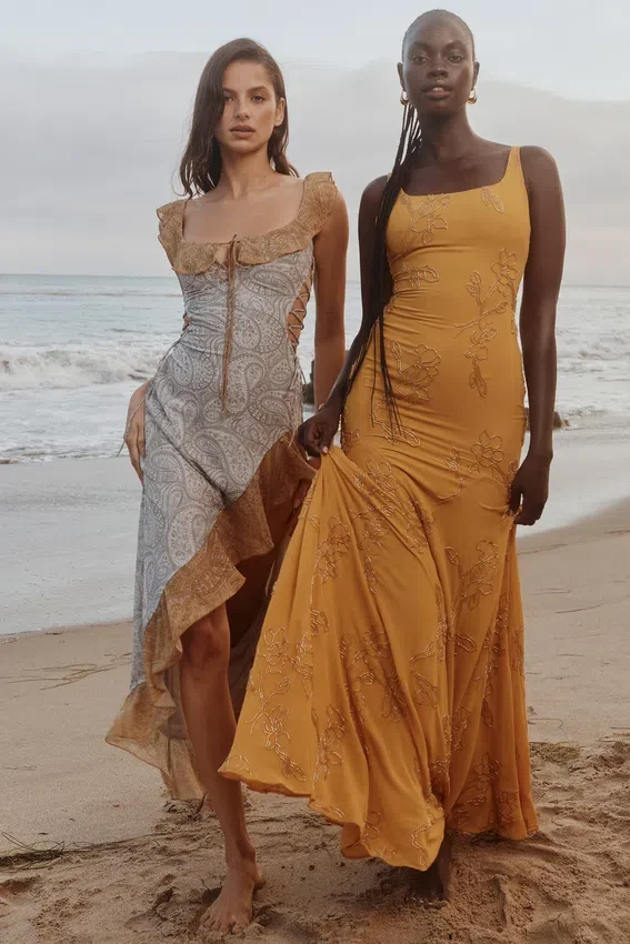 Rosalia Gold Embellished Hand Beaded Maxi Dress Rosalia Gold Embellished Hand Beaded Maxi Dress