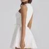 Rosalina White Cotton Lace Up Mini Dress Rosalina White Cotton Lace Up Mini Dress