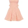 Rosalinda Peach Jacquard Mini Bow Gown