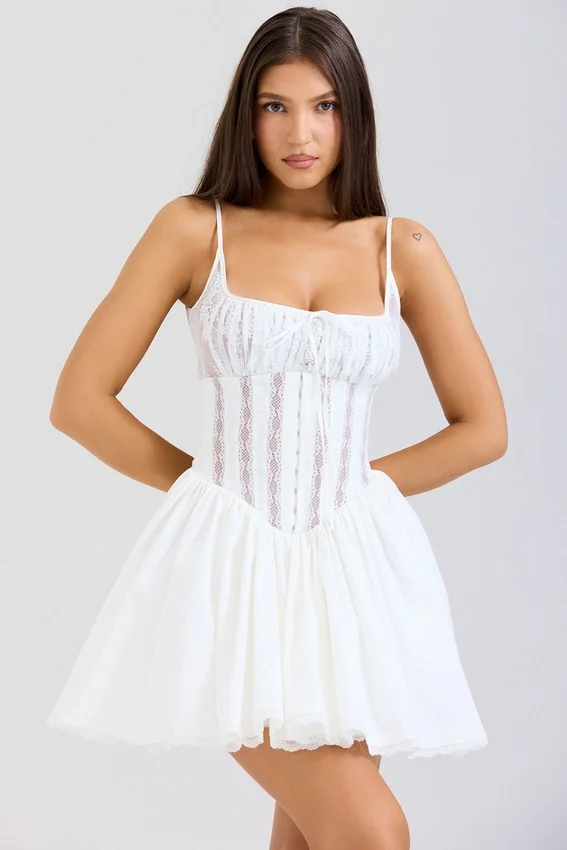 Rosaria White Cotton Corset Mini Dress Rosaria White Cotton Corset Mini Dress