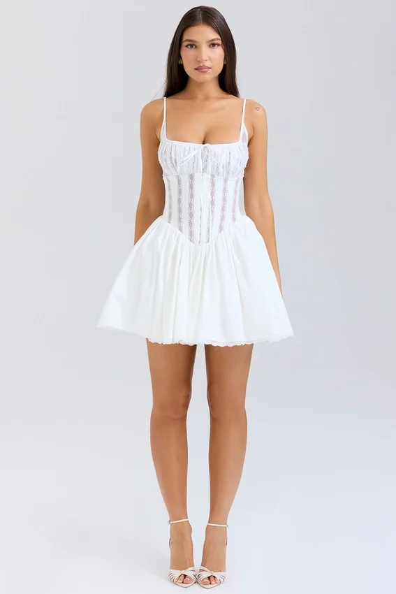 Rosaria White Cotton Corset Mini Dress Rosaria White Cotton Corset Mini Dress
