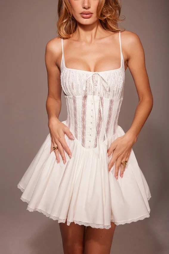 Rosaria White Cotton Corset Mini Dress Rosaria White Cotton Corset Mini Dress
