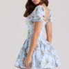 Rosie Blue Rose Print Cotton Mini Dress Rosie Blue Rose Print Cotton Mini Dress