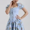 Rosie Blue Rose Print Cotton Mini Dress Rosie Blue Rose Print Cotton Mini Dress