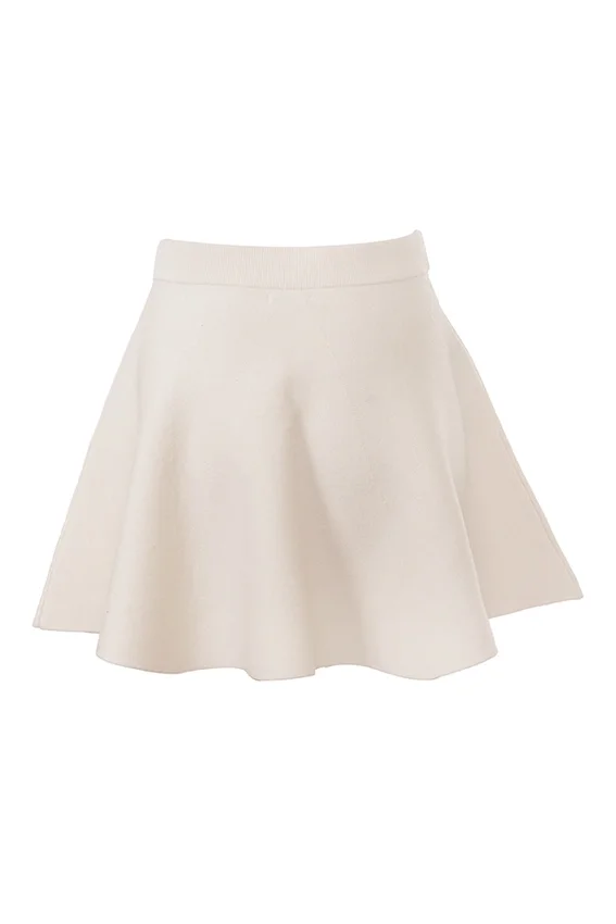 Rosina Cream Wool Cashmere Flounce Mini Skirt Rosina Cream Wool Cashmere Flounce Mini Skirt
