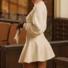 Rosina Cream Wool Cashmere Flounce Mini Skirt Rosina Cream Wool Cashmere Flounce Mini Skirt