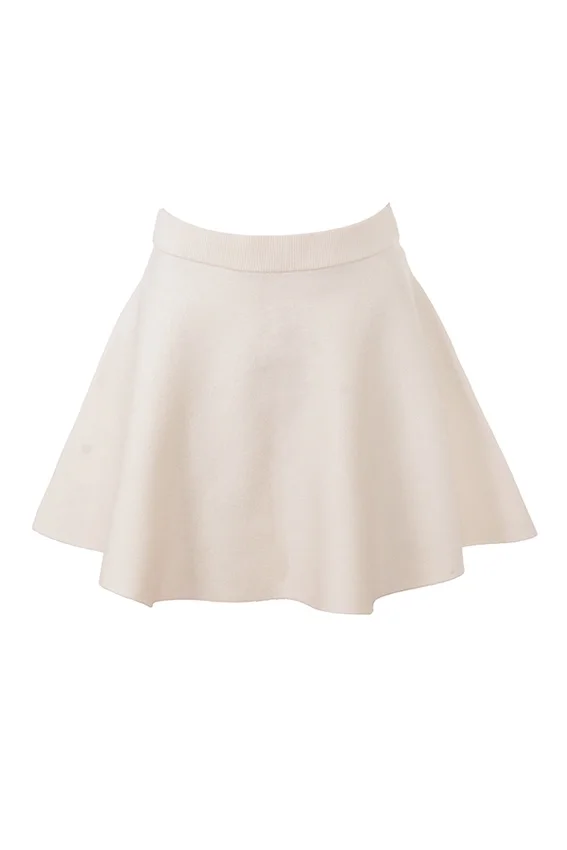 Rosina Cream Wool Cashmere Flounce Mini Skirt Rosina Cream Wool Cashmere Flounce Mini Skirt