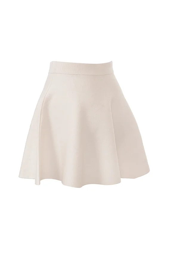 Rosina Cream Wool Cashmere Flounce Mini Skirt Rosina Cream Wool Cashmere Flounce Mini Skirt