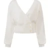 Rowan Ivory Wool Balloon Sleeve Wrap cardigan