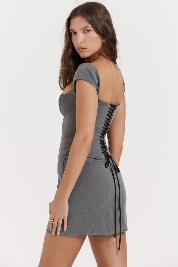 Rowena Grey Lace Back Corset Rowena Grey Lace Back Corset