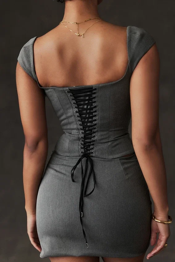Rowena Grey Lace Back Corset Rowena Grey Lace Back Corset