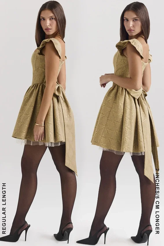 Saasha Gold Jacquard Mini Dress Saasha Gold Jacquard Mini Dress