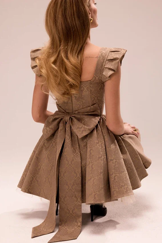 Saasha Gold Jacquard Mini Dress Saasha Gold Jacquard Mini Dress