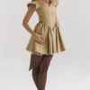 Saasha Gold Jacquard Mini Dress Saasha Gold Jacquard Mini Dress