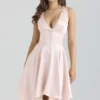 Sabella Pink Satin Asymmetric Handkerchief Hem Midi Dress Sabella Pink Satin Asymmetric Handkerchief Hem Midi Dress