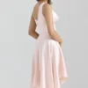 Sabella Pink Satin Asymmetric Handkerchief Hem Midi Dress Sabella Pink Satin Asymmetric Handkerchief Hem Midi Dress