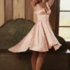 Sabella Pink Satin Asymmetric Handkerchief Hem Midi Dress Sabella Pink Satin Asymmetric Handkerchief Hem Midi Dress