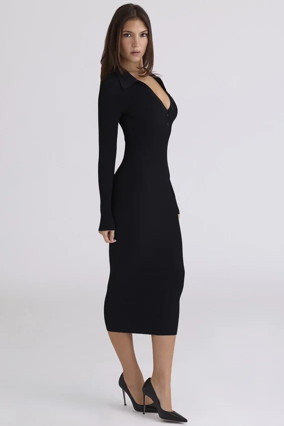 Sabra Black Long Sleeve Midi Dress Sabra Black Long Sleeve Midi Dress