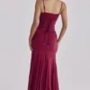 Sabrine Wine Lace Trim Maxi Dress + Corset