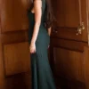 Sacha Forest Green Georgette Panelled Maxi Dress Sacha Forest Green Georgette Panelled Maxi Dress