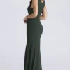 Sacha Forest Green Georgette Panelled Maxi Dress Sacha Forest Green Georgette Panelled Maxi Dress
